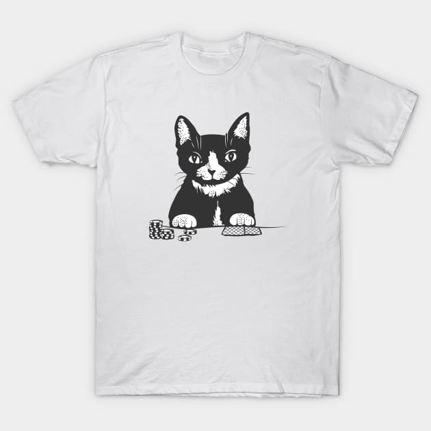 Poker Cat Face T-Shirt by runcatrun